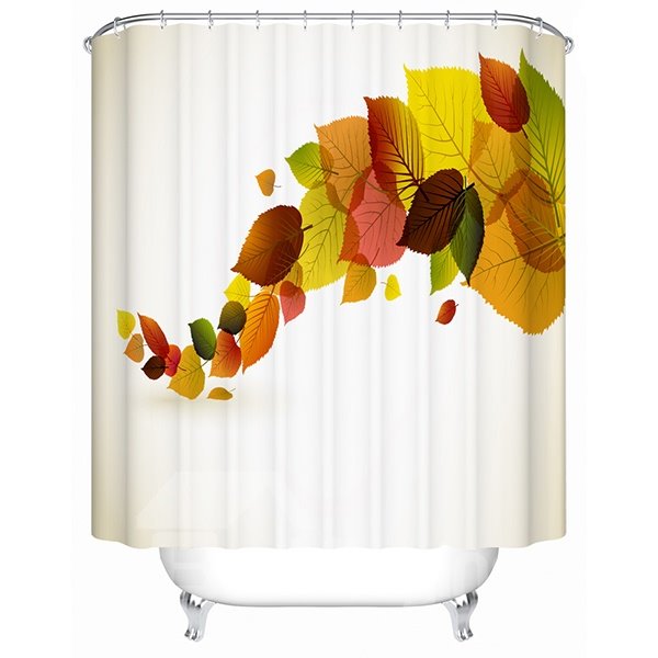Modern Pretty Concise Colorful Leaves 3D Shower Curtain