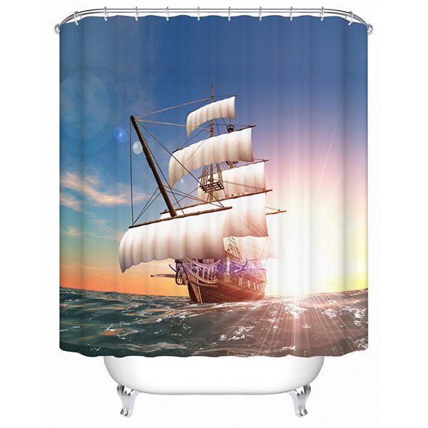 Cortina de ducha 3D con paisaje de vela resplandeciente
