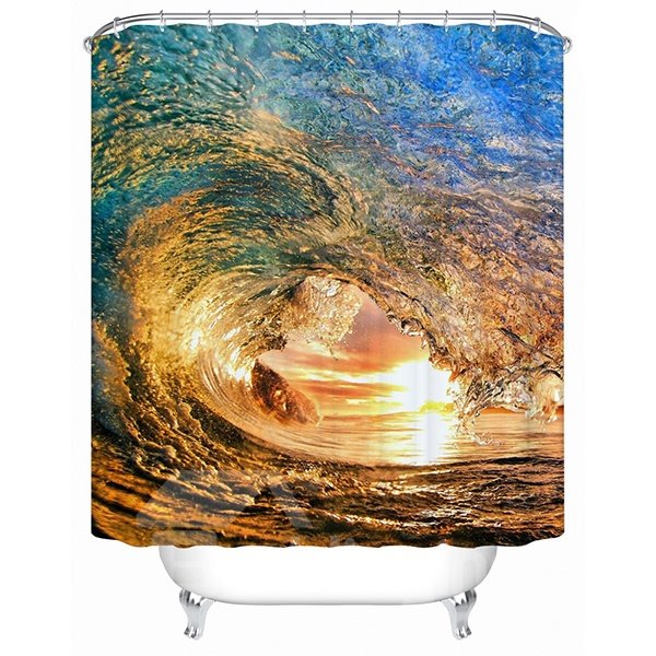 Cortina de ducha 3D con vista de marea colorida y glamorosa artística