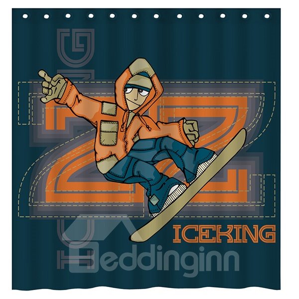 Fashion Cool Boy Skateboarding 3D Shower Curtain