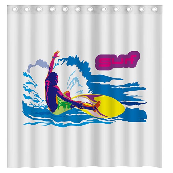 Cortina de ducha 3D con estampado de hombre surfista conciso y creativo