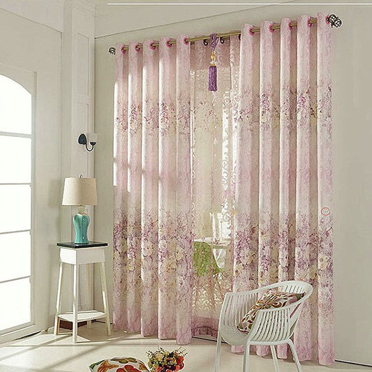 Elegant Pink Shading Cloth with Shading Cloth Romantic Style Grommet Top Curtain
