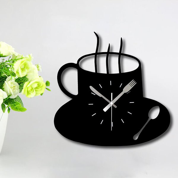 Reloj de pared para comedor con diseño único de taza de café caliente