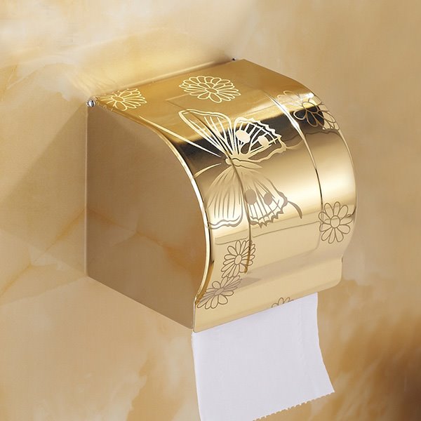 Soporte de papel higiénico de mariposa dorada para decoración del hogar, moda moderna