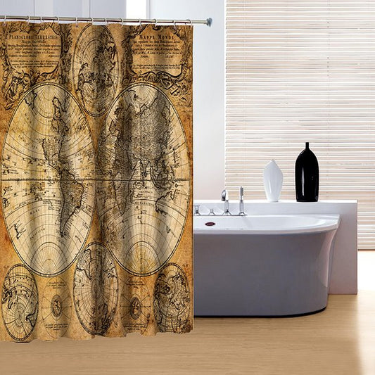 Retro European Style Earth Print 3D Shower Curtain