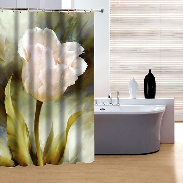 Hochwertiger, anmutiger 3D-Duschvorhang mit rosa Blumen