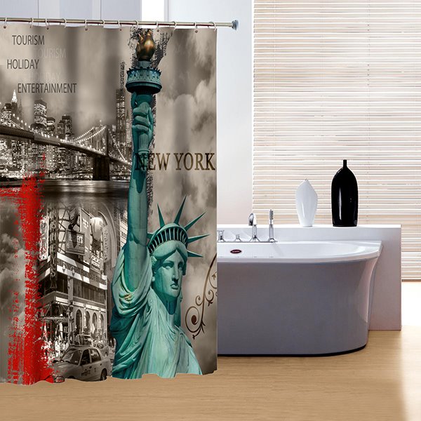 Cortina de ducha 3D con estampado clásico Noble de la Estatua de la Libertad