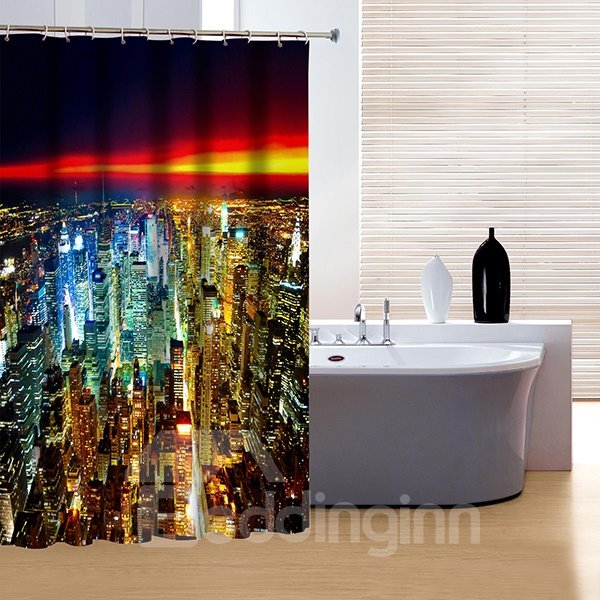 Charming Modern Urban City Night View 3D Shower Curtain