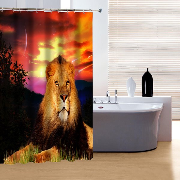 Majestic der König des Waldes Löwe 3D-Duschvorhang