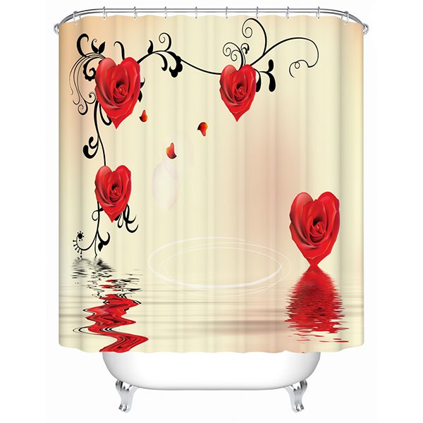 Heart-shaped Roses Printing 3D Shower Curtain