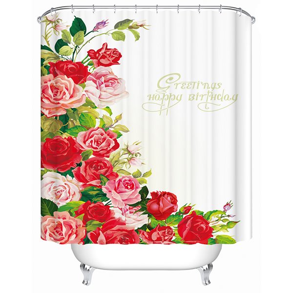Wundervoller glamouröser 3D-Duschvorhang mit bunten Rosen