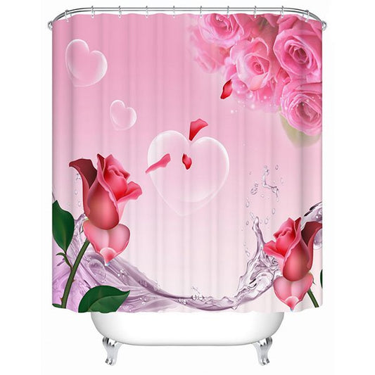 Cortina de ducha 3D de rosas rosadas