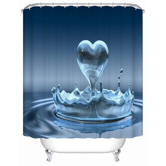 Cortina de ducha con impresión 3D de agua en forma de corazón, diseño innovador