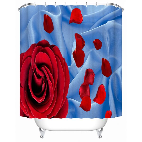 Cortina de ducha 3D con rosa roja encantadora y romántica