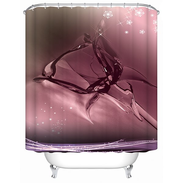 Innovative Design Flower-shaped Water Pattern Red Wine Color 3D Shower Curtain