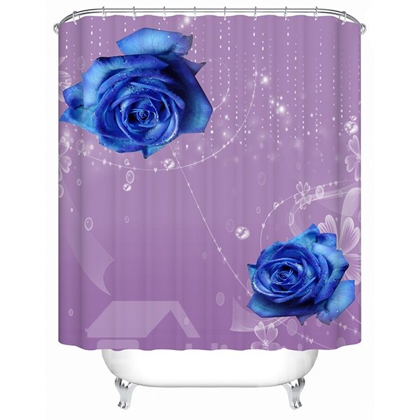 Hochwertiger 3D-Duschvorhang mit königsblauen Rosen