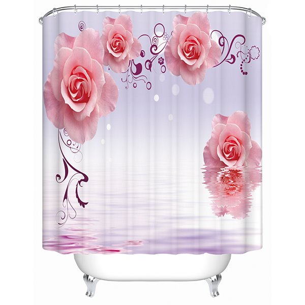 Pink Rose Pattern 3D Shower Curtain