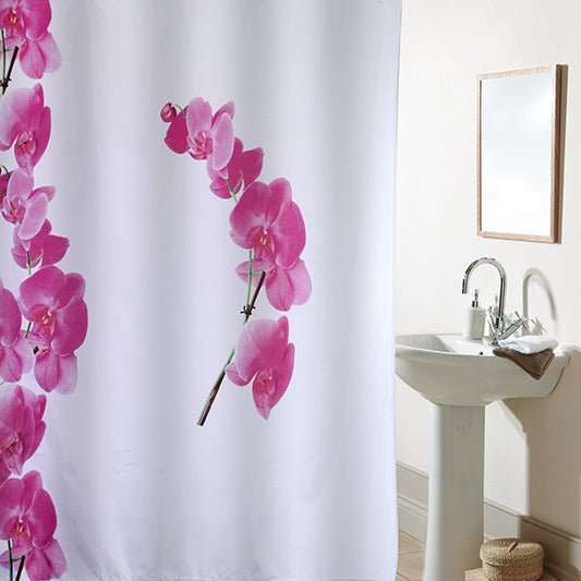 Cortina de ducha de orquídea francesa elegante y atractiva con diseño conciso