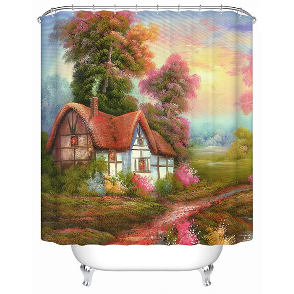 Warm Cozy Country Cottage 3D Shower Curtain