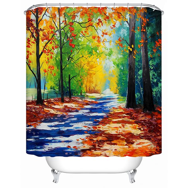 Creative Design Unique Countryside View Oil Painting 3D Shower Curtain