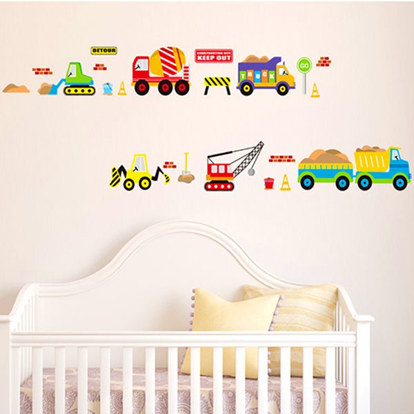Cartoon Car Truck and Lorry Transportation Vehicles Removable Wall Sticker