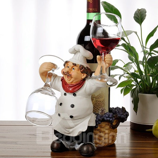 Wonderful Resin Chef Design Wine Stand & Glass Holders