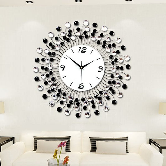 Diamond Steel Wall Clock Modern Classic Living Room Home Decor