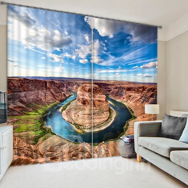 Stunning Horseshoe Bend Scenery Printing 3D Blackout Curtain