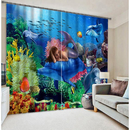 Mysterious Mermaid With Wonderful Undersea World 3D Blackout Bedroom Curtain