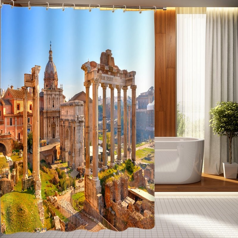 High Class Magnificent Ancient Architecture Pattern 3D Shower Curtain