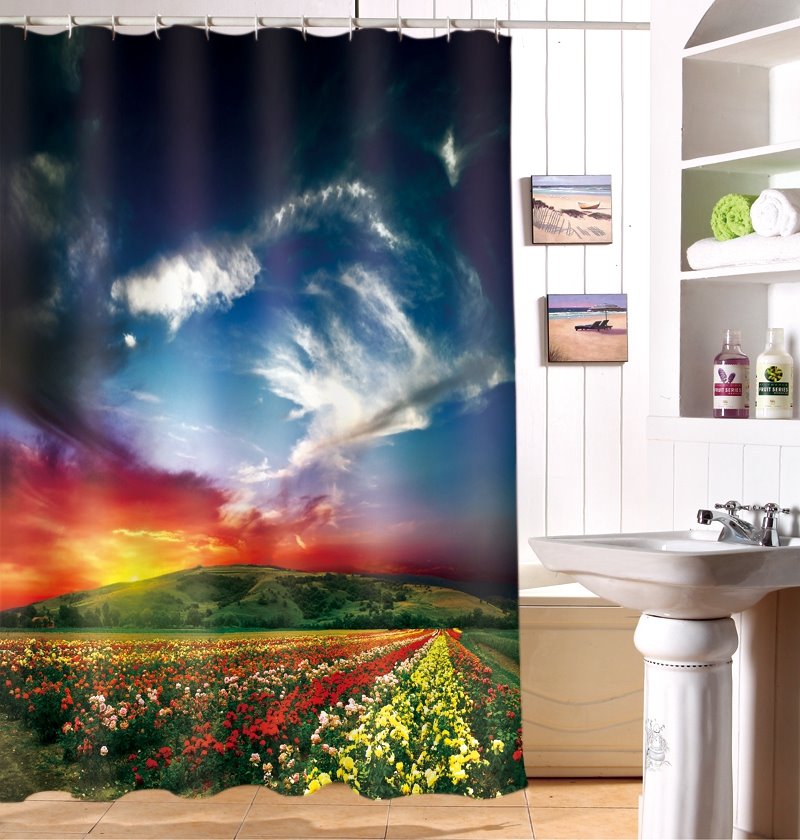 Attractive Natural Scenery 100% Polyester 3D Shower Curtain