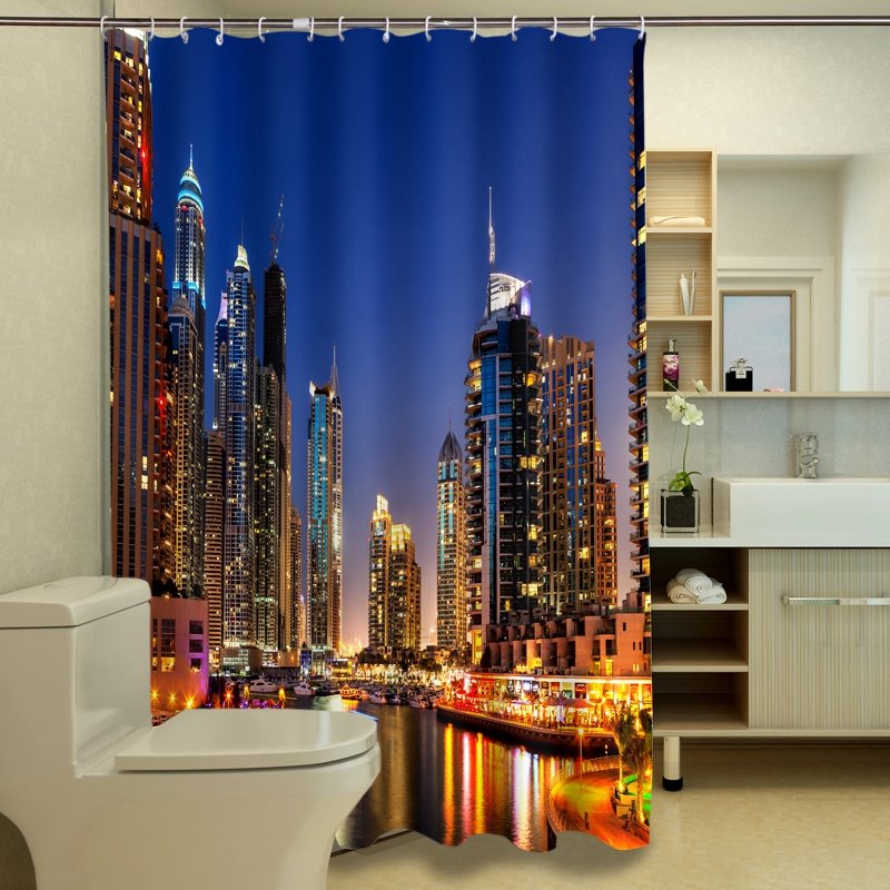 Fascinating City Night Scenery 3D Shower Curtain