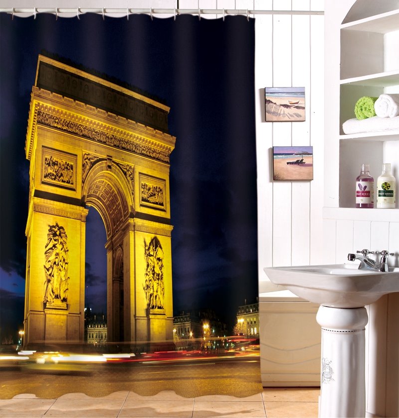 Stylish Design Arch of Triumph Image 3D Shower Curtain