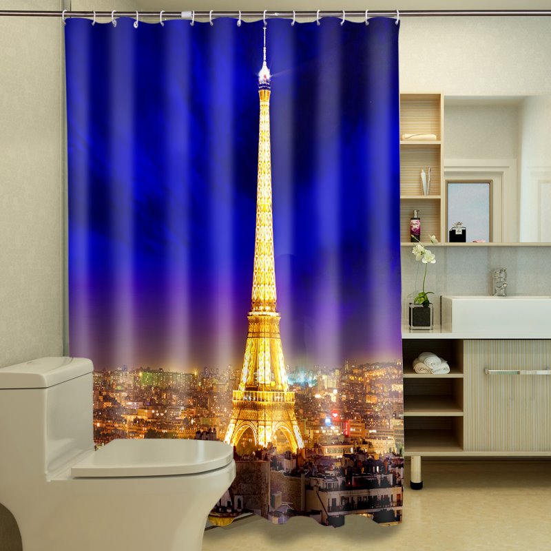 Personalisierter 3D-Duschvorhang „Nacht des Eiffelturms in Paris“.
