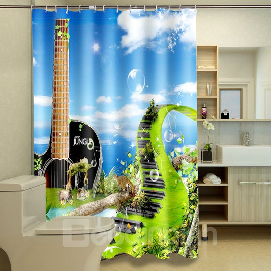 Novel Design Fanciful Piano Keyboard 3D Shower Curtain