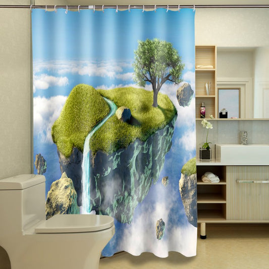 Fantasievoller 3D-Duschvorhang aus 100 % Polyester mit verträumtem Isle-Print