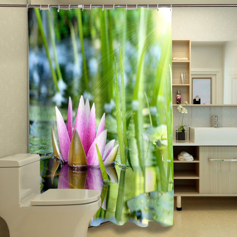 Impresionante imagen atractiva de lirio de agua en 3D Cortina de ducha