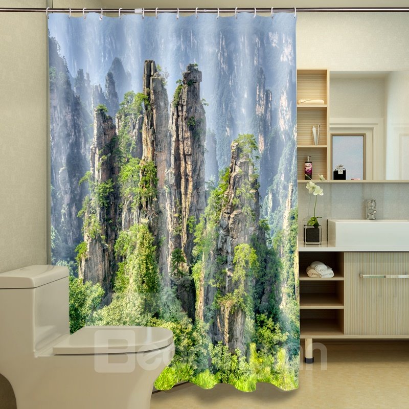 Cortina de ducha 3D con encantadora imagen de paisaje vívido en 3D