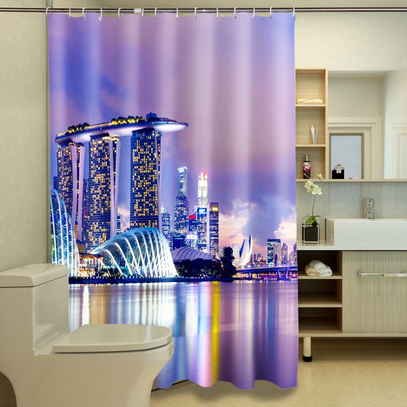 New Arrival Fascinating Seaside Metropolis 3D Shower Curtains