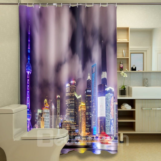 Einzigartiger 3D-Duschvorhang mit Stadtansicht-Nachtszene