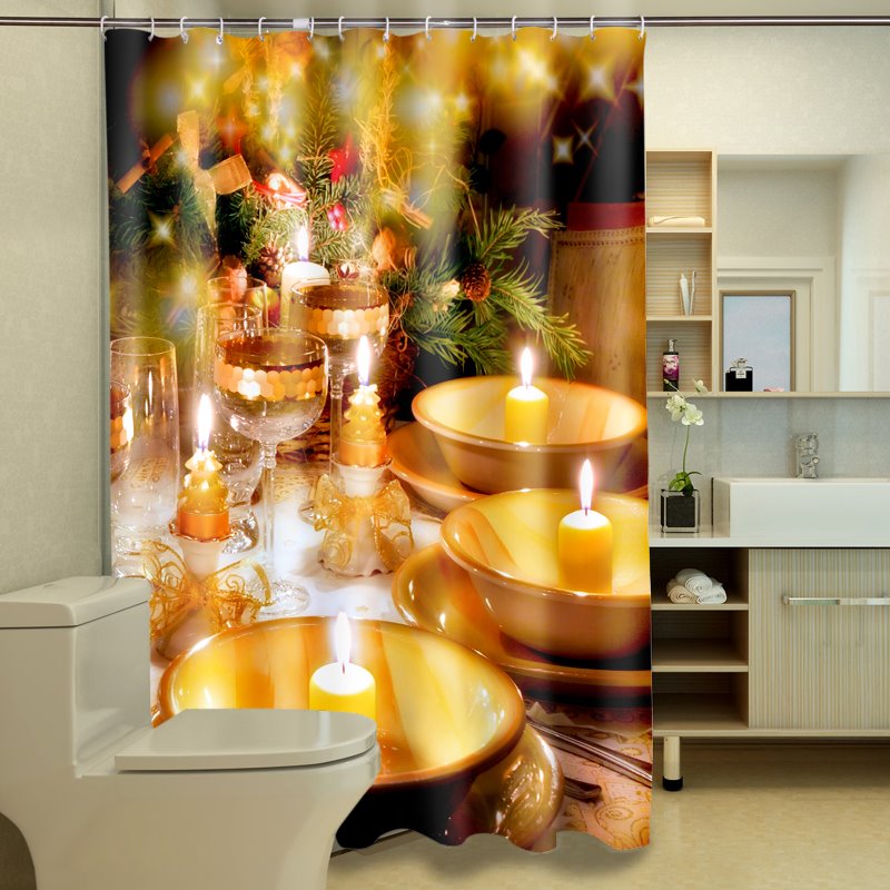 Cortina de ducha 3D con imagen única y elegante de cena de Navidad