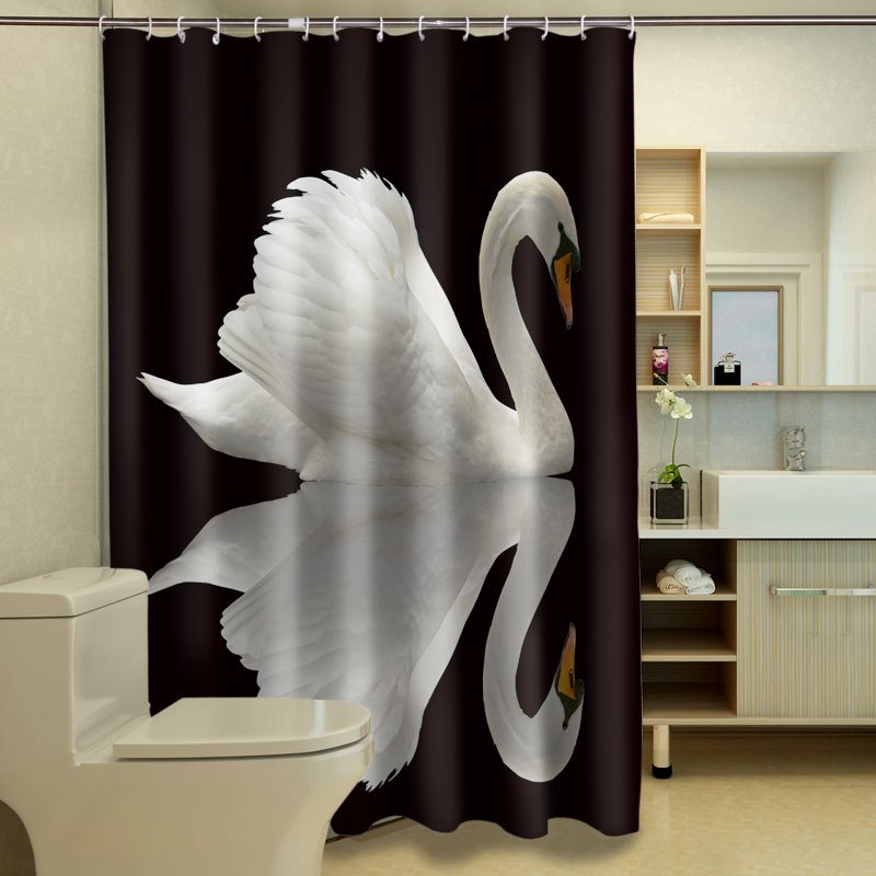 Cortina de ducha 3D impermeable elegante cisne solitario