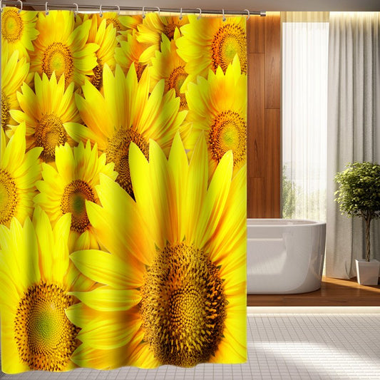 Erstaunliche modische Sonnenblumen-3D-Duschvorhänge aus 100 % Polyester