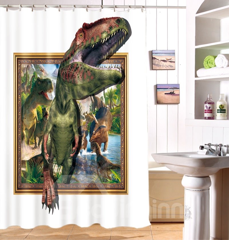 Cortina de ducha 3D con estampado de dinosaurios única de alta calidad