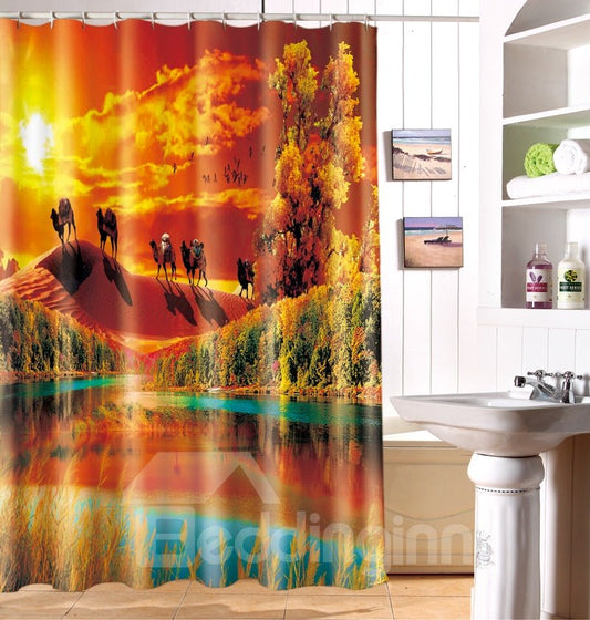 Cortina de ducha 3D del oasis del desierto misterioso de la nueva llegada