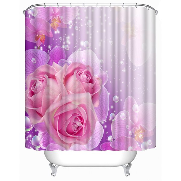Cortina de ducha 3D con estampado elegante de champán rosa