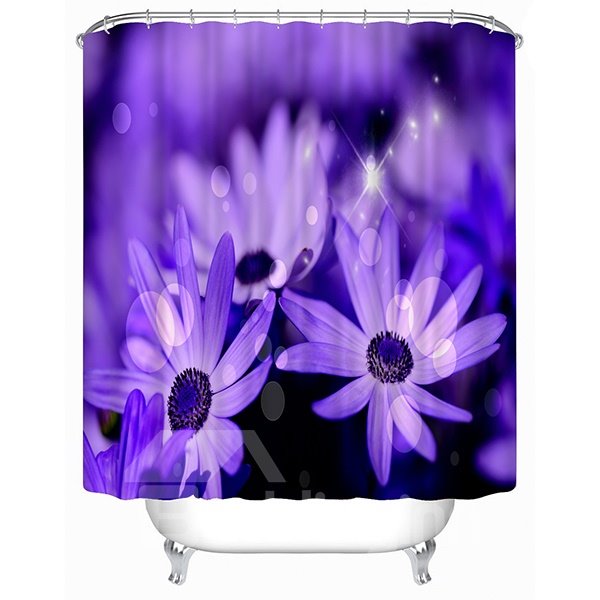 3D Purple Daisies Printed Polyester Shower Curtain