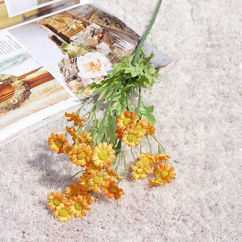 Flores artificiales Margaritas artificiales Ramo de margaritas Planta falsa Bonsái para decoración de bodas en el hogar Oficina Centros de mesa Arreglo Decoración de alféizar de ventana 