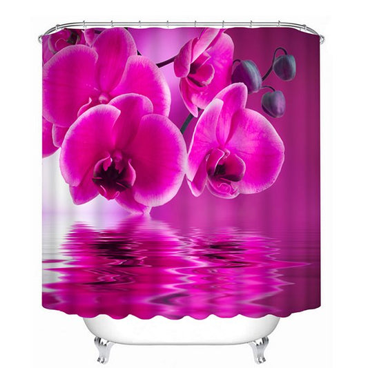 Pink Fringed Iris and Shadow 3D Printing Bathroom Shower Curtain