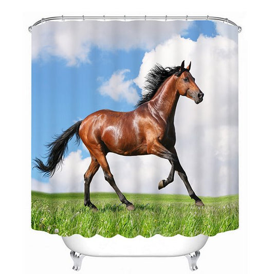 3D Running Horse Printed Polyester Bathroom Shower Curtain
